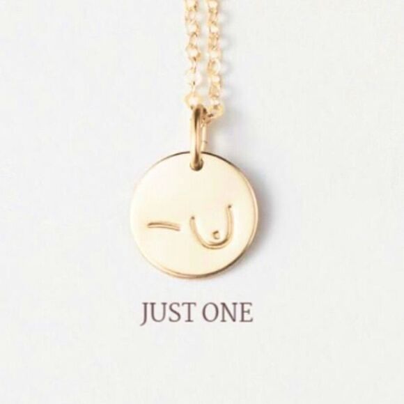 Delicate Rose Gold Tone Just One Breast Cancer Mastectomy Pendant Necklace NWT - Picture 11 of 12